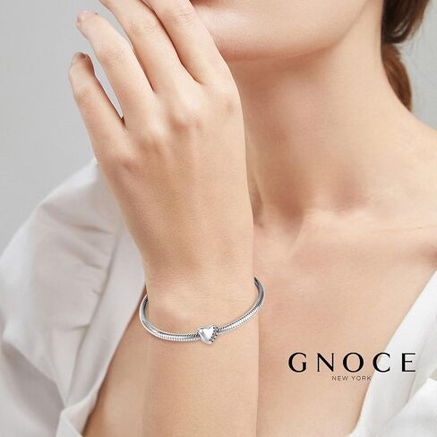 GNOCE Heart Charm Beads 925 Sterling Silver Bead Charms with Cubic Zirconia Fit for Bracelet/Necklace Valentine's Day Jewelry Gift for Women (heart-1) in Saudi Arabia