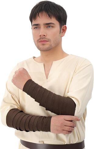 Medieval Arm Wraps Renaissance Linen Hand Bracers Guards LARP Halloween Cosplay Costume Accessories in Saudi Arabia
