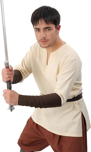 Medieval Arm Wraps Renaissance Linen Hand Bracers Guards LARP Halloween Cosplay Costume Accessories in Saudi Arabia