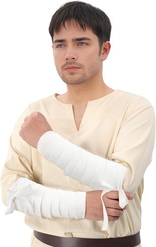 Medieval Arm Wraps Renaissance Linen Hand Bracers Guards LARP Halloween Cosplay Costume Accessories in Saudi Arabia