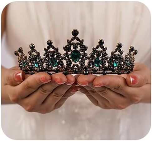 Jwicos Tiaras و Crowns for Women Crystal Queen Crown Black Baroque Vintage Tiara لحفلة عيد ميلاد أزياء الهالوين in Saudi Arabia