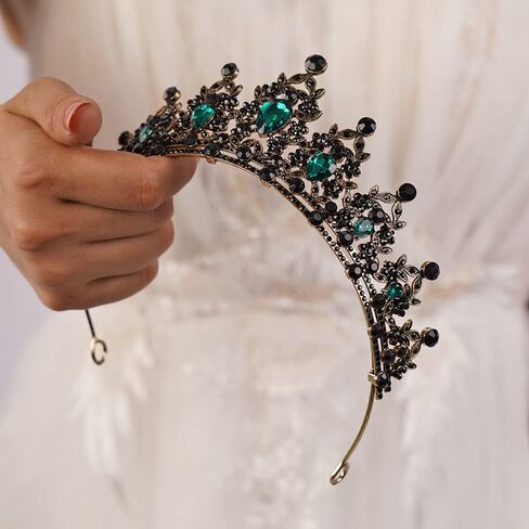 Jwicos Tiaras و Crowns for Women Crystal Queen Crown Black Baroque Vintage Tiara لحفلة عيد ميلاد أزياء الهالوين in Saudi Arabia