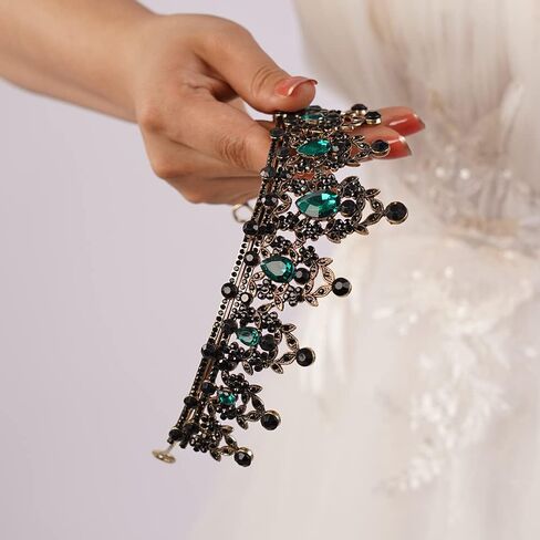 Jwicos Tiaras و Crowns for Women Crystal Queen Crown Black Baroque Vintage Tiara لحفلة عيد ميلاد أزياء الهالوين in Saudi Arabia