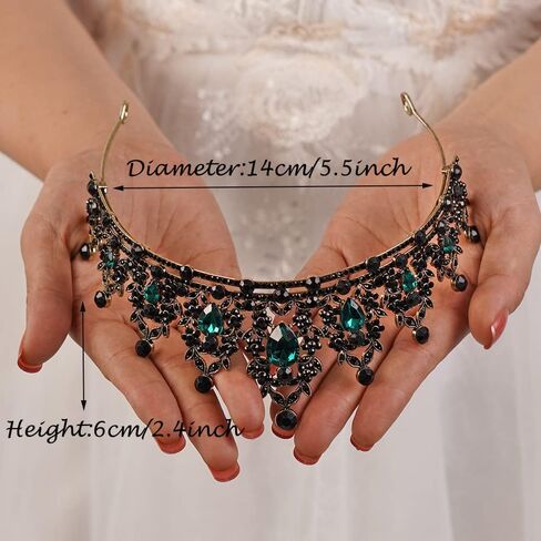 Jwicos Tiaras و Crowns for Women Crystal Queen Crown Black Baroque Vintage Tiara لحفلة عيد ميلاد أزياء الهالوين in Saudi Arabia
