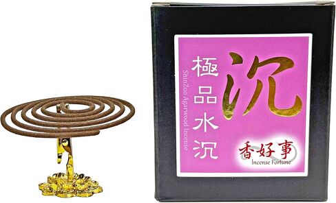 SZ ShinZuo Agarwood Incense Coils (3-3.5hrs, 48pcs) - Taiwan Incense Style- Basic Agarwood Level, for Religious Practices, Meditation, Yoga, Prayer. Daily Use (1) in Kuwait