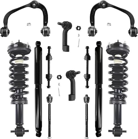 Detroit Axle - 4WD Front End 12pc Suspension Kit for 2015 2016 2017 Ford F-150, 2 Ready Struts, 2 Rear Shock Absorbers, 2 Upper Control Arms w/Ball Joints, 4 Tie Rods, 2 Sway Bar Links, Replacement in Saudi Arabia