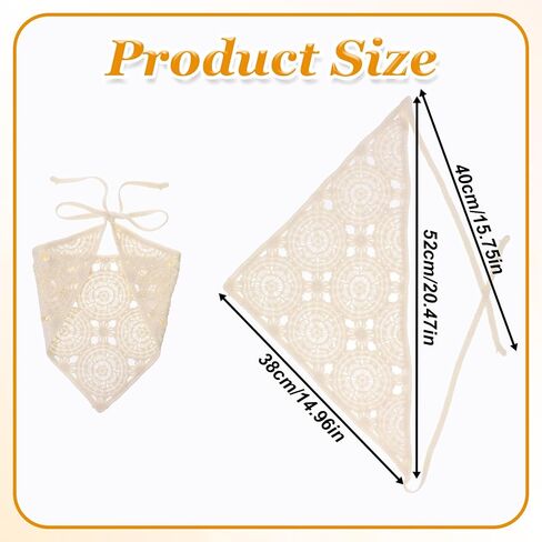 Crochet Bandana, Triangle Head Scarf Hair Bandana for Women, Cute Floral Knitted Lace Crochet Knitted Headband Vintage Hair Accessory for Styling, Festivals Holidays Christmas Decor (White) in Saudi Arabia