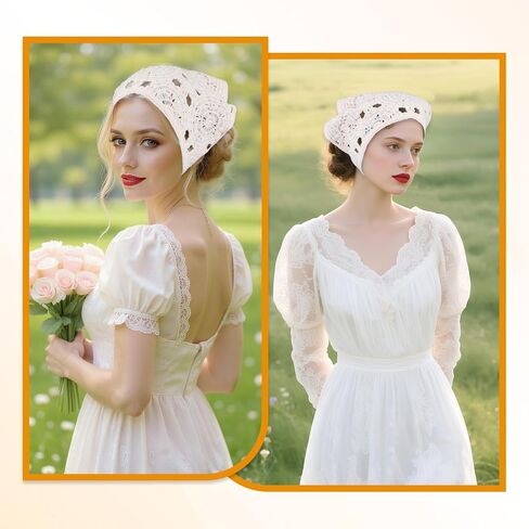 Crochet Bandana, Triangle Head Scarf Hair Bandana for Women, Cute Floral Knitted Lace Crochet Knitted Headband Vintage Hair Accessory for Styling, Festivals Holidays Christmas Decor (White) in Saudi Arabia