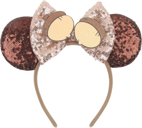 Squirrel Hazel Velvet Sequin Mouse Ears Headband with Big Ears - Sparkly Hair Accessory for Women, Girls & Boys, Trips in Saudi Arabia