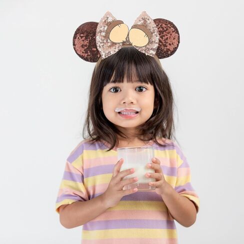 Squirrel Hazel Velvet Sequin Mouse Ears Headband with Big Ears - Sparkly Hair Accessory for Women, Girls & Boys, Trips in Saudi Arabia