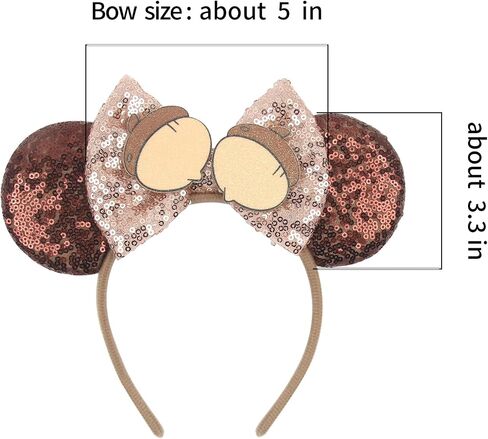 Squirrel Hazel Velvet Sequin Mouse Ears Headband with Big Ears - Sparkly Hair Accessory for Women, Girls & Boys, Trips in Saudi Arabia