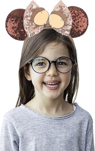 Squirrel Hazel Velvet Sequin Mouse Ears Headband with Big Ears - Sparkly Hair Accessory for Women, Girls & Boys, Trips in Saudi Arabia