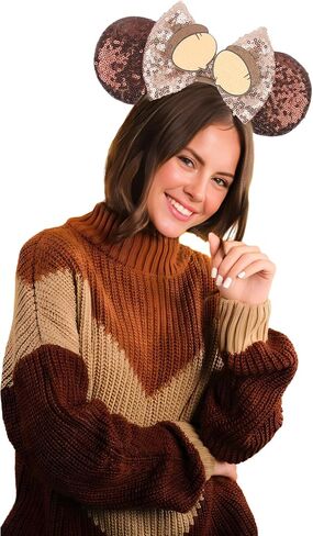 Squirrel Hazel Velvet Sequin Mouse Ears Headband with Big Ears - Sparkly Hair Accessory for Women, Girls & Boys, Trips in Saudi Arabia