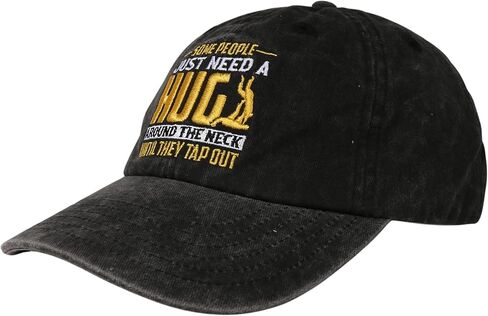 InnoBeta Jiu Jitsu Gifts Cap for Men - Adjustable Vintage Washed Cotton Embroidered Hat - Gift for Brazilian Coach Player Kids Boys - Dark Grey in Saudi Arabia