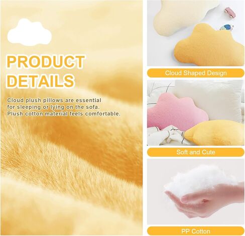 Cloud Shaped Throw Pillows Lovely Small Pillows Cute Aesthetic Soft Decorative Waist Rest Cushion in Saudi Arabia