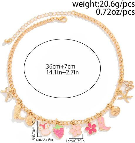 Gold Charm Necklace for Women Dainty Initial Charm Choker Necklaces Flower Starfish Bowknot Pendant Paperclip Chain Necklace in Saudi Arabia