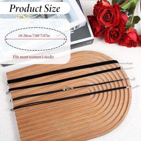 Black Choker Necklaces for Woman 4 Pcs Black Lace Velvet Chocker Set Gothic Necklace Layered Adjustable Jewelry Soft Collar Chain Accessories for Gifts Cosplay Party - Simple and Low-Key Style in Saudi Arabia