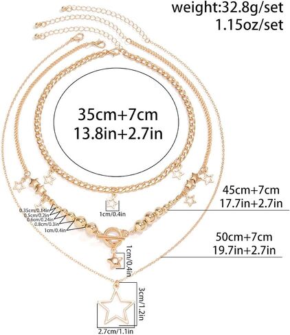 Multilayer Star Necklace for Women Y2k Necklace Grunge Layered Choker Necklace Gold Silver Star Tassel Pendant Necklace Cute Aesthetic Stack Toggle Chain Necklaces Gothic Vintage Emo Jewelry Set in Saudi Arabia