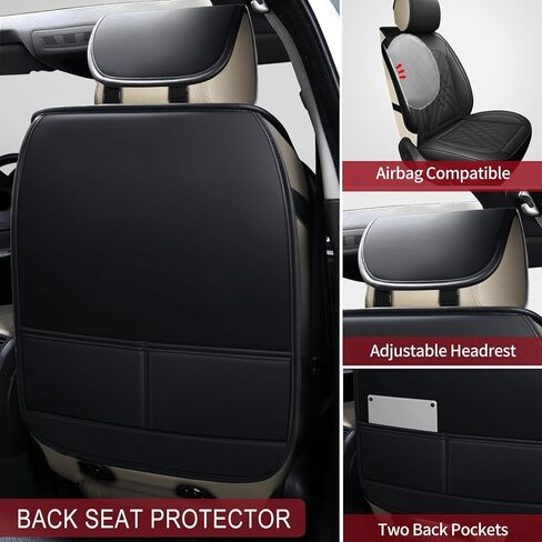 Leather Car Seat Cover Waterproof Breathable, Universal Front Double Set Black-Red in Saudi Arabia