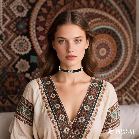 Western Necklace for Women Boho Turquoise Choker Necklace Vintage Black Leather Choker Necklace Country Concert Outfits Jewelry Accessories in Saudi Arabia