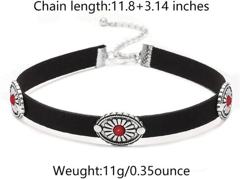 Western Necklace for Women Boho Turquoise Choker Necklace Vintage Black Leather Choker Necklace Country Concert Outfits Jewelry Accessories in Saudi Arabia