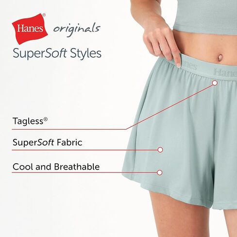 Hanes Women's Originals Sleep, 2-Pack, Comfywear Supersoft Lounge Shorts Pack, 3.25" in Saudi Arabia