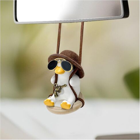 Cool Swinging Duck Car Hanging Ornament, Swing Duck Pendant Rearview Mirror Decoration, Cute Swinging Ducks Interior Mirror Hanging Accessories for Vehicle Home Office (Watermelon Duck) in Saudi Arabia