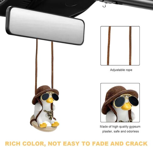 Cool Swinging Duck Car Hanging Ornament, Swing Duck Pendant Rearview Mirror Decoration, Cute Swinging Ducks Interior Mirror Hanging Accessories for Vehicle Home Office (Watermelon Duck) in Saudi Arabia