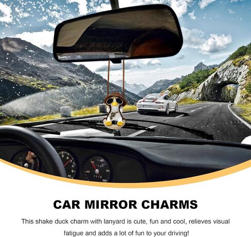 Cool Swinging Duck Car Hanging Ornament, Swing Duck Pendant Rearview Mirror Decoration, Cute Swinging Ducks Interior Mirror Hanging Accessories for Vehicle Home Office (Watermelon Duck) in Saudi Arabia