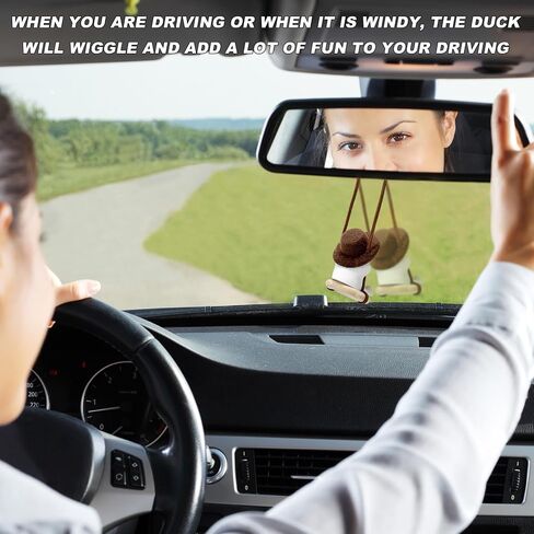Cool Swinging Duck Car Hanging Ornament, Swing Duck Pendant Rearview Mirror Decoration, Cute Swinging Ducks Interior Mirror Hanging Accessories for Vehicle Home Office (Watermelon Duck) in Saudi Arabia