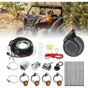 LKV UTV Turn Signal Kit with Horn - Plug and Play, ATV Street Legal with Column Turn Switch and Hazard, Amber LED Blinker Kit Compatible with Polaris Ranger RZR, Can-Am, Kawasaki, CFMOTO, Arctic Cat in Saudi Arabia
