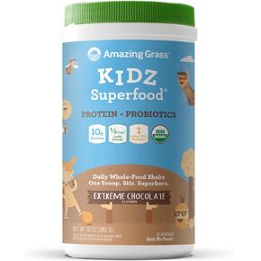 عشب مدهش كيدز سوبرفوود: بروتين نباتي وبروبيوتيك للأطفال مع مسحوق جذر البنجر و 1/2 كوب من الخضر الورقية ، الشوكولاتة المتطرفة ، 15 حصص in Kuwait