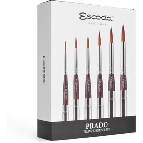 Escoda Chronos Series Professional Artist Watercolor Travel Brush Set with Synthetic Leather Wallet, 6 Round Travel Brushes, Synthetic Fiber Mix in Kuwait