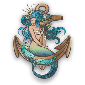 Magnet Mermaid Anchor Magnetic vinyl bumper sticker sticks to any metal fridge, car, signs 5" in Kuwait