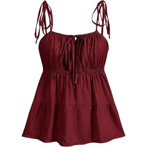 Soly Hux Peplum Peplum Tops Flowy y2k لطيف التعادل الكشكش Babydoll Cami Top in Kuwait
