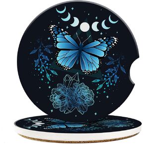 Car Coaster for Cup Holders,Hawaii Blue Hibiscus Ceramic Car Cup Coaster Anti Slip Cork Base 2Pcs Auto Accessories for Women Men 2.56 Inch in Kuwait