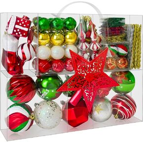 30pcs كرات عيد الميلاد الحلي - 2.36 "زخرفة كرات عيد الميلاد باللونين الأحمر الخضراء ، كرات عيد الميلاد المقاومة للتشويش لشجرة عيد الميلاد ، والرسم والكرة المعلقة المتلألئة لحدث الحفلات (النمط 23) in Kuwait