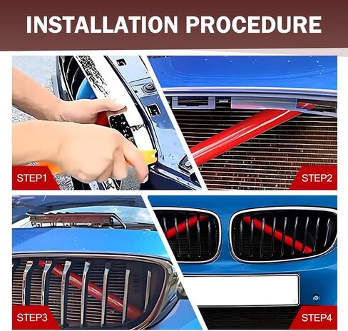 2 PCS CAR الأمامي الشبكية إدراج الشريط الزخرفي ، ABS مقاوم للماء الشريحة أنبوب الخزان المتين ، مجموعة الشبكة الأمامية BMW ، ل 3 4 5 6 7 سلسلة X1 x2 x3 x4 x5 الملحقات (أحمر) in Saudi Arabia
