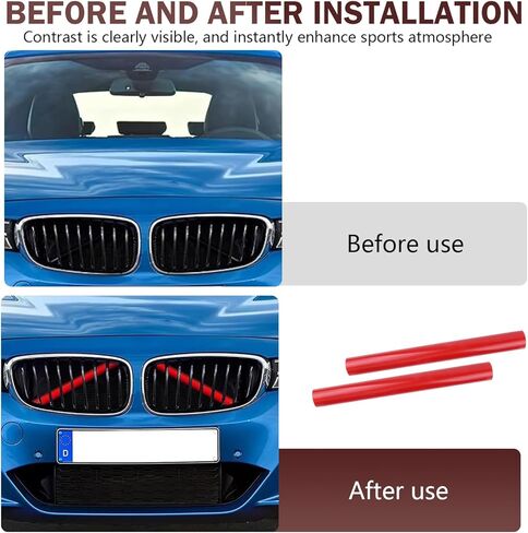 2 PCS CAR الأمامي الشبكية إدراج الشريط الزخرفي ، ABS مقاوم للماء الشريحة أنبوب الخزان المتين ، مجموعة الشبكة الأمامية BMW ، ل 3 4 5 6 7 سلسلة X1 x2 x3 x4 x5 الملحقات (أحمر) in Saudi Arabia