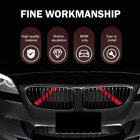 2 PCS CAR الأمامي الشبكية إدراج الشريط الزخرفي ، ABS مقاوم للماء الشريحة أنبوب الخزان المتين ، مجموعة الشبكة الأمامية BMW ، ل 3 4 5 6 7 سلسلة X1 x2 x3 x4 x5 الملحقات (أحمر) in Saudi Arabia