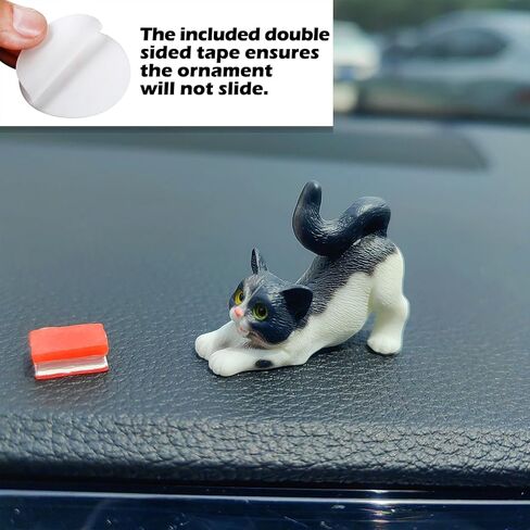 زخارف Cat Cat Car اللطيفة للوحة القيادة والقطط المضحكة والأسماك التي تلعب إكسسوارات مرآة مرآة خلفية الديكور الشاشة ، وملحقات سيارة Dashboard Decor Interior (القطط الصفراء مع وعاء السمك) in Saudi Arabia