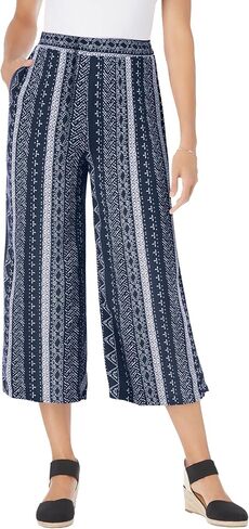 Woman Within Plus Size Pull-On Elastic-Waist Soft Capri in Kuwait