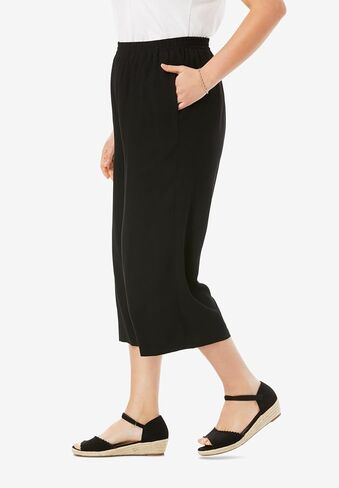 Woman Within Plus Size Pull-On Elastic-Waist Soft Capri in Saudi Arabia