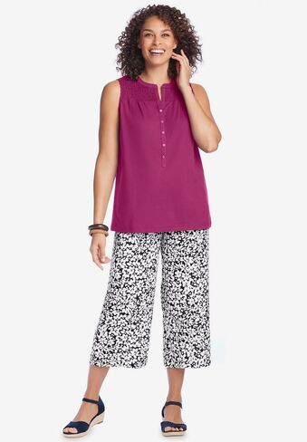 Woman Within Plus Size Pull-On Elastic-Waist Soft Capri in Saudi Arabia