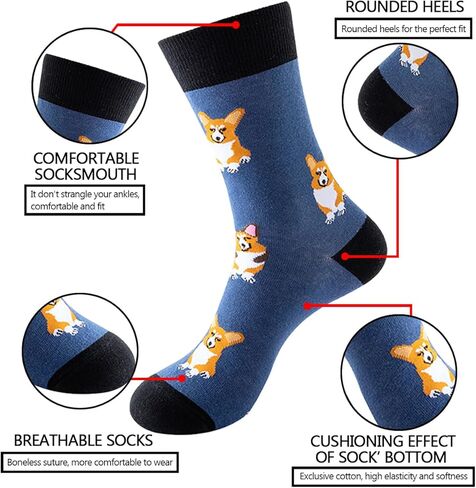 Drasex Men's Dress Dress Socks Novelty Fancy Fancy Fundy Pattern Cofted Cotton Casual Crazy Crew Socks in Kuwait