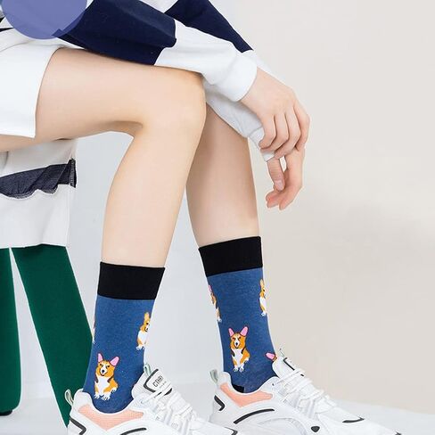 Drasex Men's Dress Dress Socks Novelty Fancy Fancy Fundy Pattern Cofted Cotton Casual Crazy Crew Socks in Kuwait