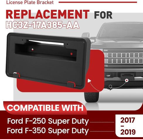 Front License Plate Bracket Holder Compatible with 2017-2019 Ford F250 F350 Super Duty Replacement for HC3Z-17A385-AA FO1068183 Bumper License Plate Tag Mounting Frames in Saudi Arabia