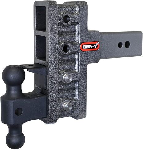 Gen-y Hitch Offset Trailer Hitch لـ 3 "جهاز استقبال | 32 كيلو متر سعة القطر رائع بالنسبة للشاحنة والمقطورة ومالكي RV | يتضمن جبل الكرة المزدوج ، قفل pintle ودبابيس | 3500 رطل لسان الوزن | الفضة in Saudi Arabia