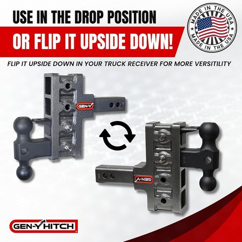 Gen-y Hitch Offset Trailer Hitch لـ 3 "جهاز استقبال | 32 كيلو متر سعة القطر رائع بالنسبة للشاحنة والمقطورة ومالكي RV | يتضمن جبل الكرة المزدوج ، قفل pintle ودبابيس | 3500 رطل لسان الوزن | الفضة in Saudi Arabia