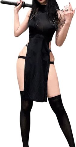 Alyweatry Halloween Women Ninja Sexy Romper Costume Anime Cosplay Dragon Ninja Warrior Costume in Saudi Arabia